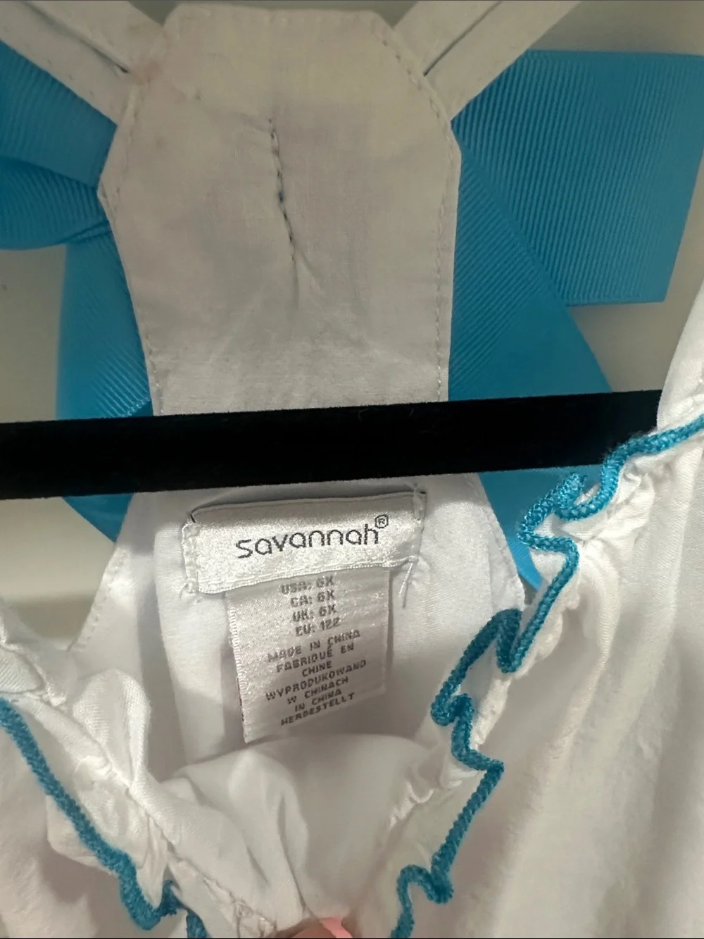 Savannah White and Blue Floral Embroidered Girls Sundress